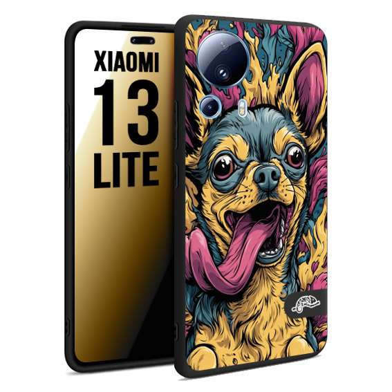 CUSTOMIZZA - Custodia cover nera morbida in tpu compatibile per Xiaomi 13 LITE Chihuahua illustrazione cane pop art cane street art cartone animato