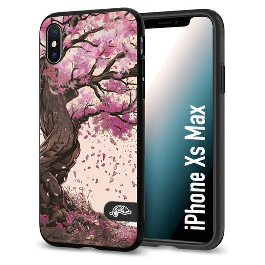 CUSTOMIZZA - Custodia cover nera morbida in tpu compatibile per iPhone Xs Max giapponese colori morbidi fiori di ciliegio rosa disegnata
