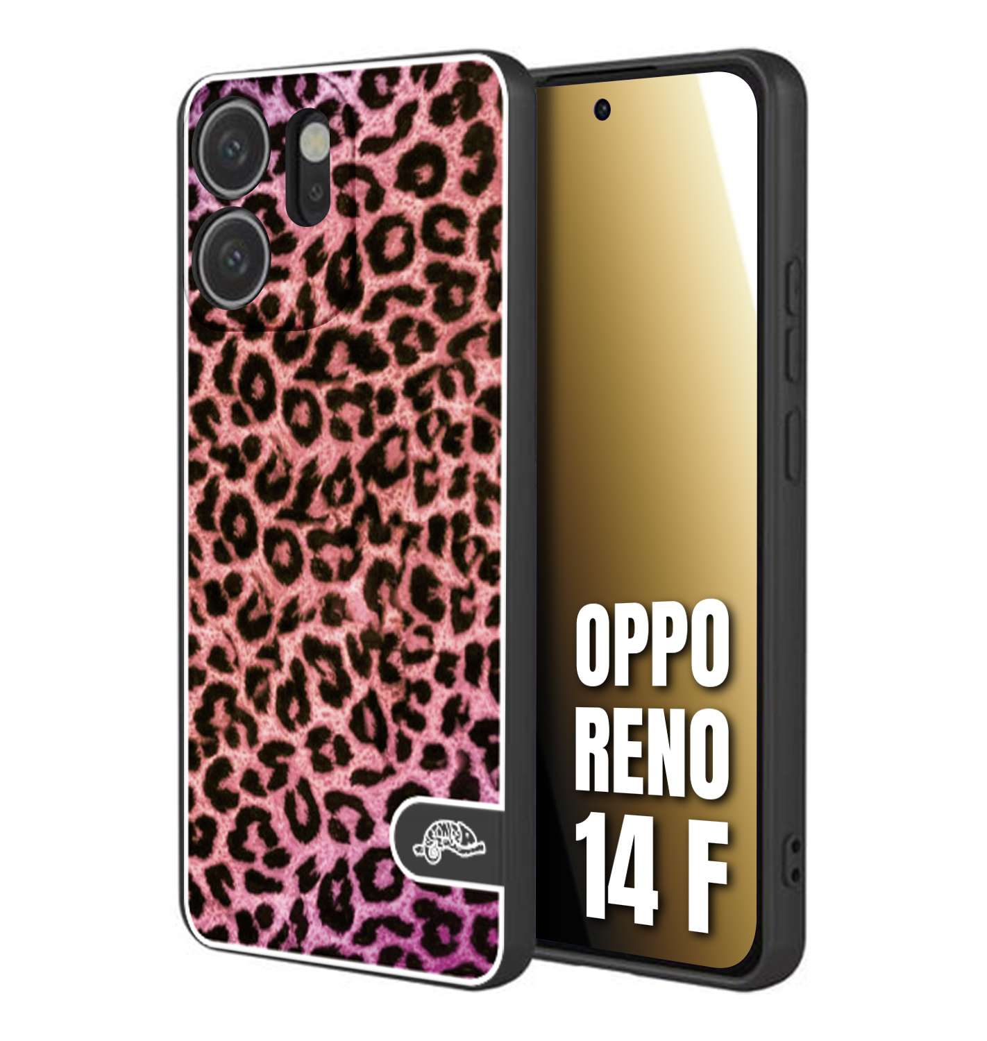 CUSTOMIZZA - Custodia cover nera morbida in tpu compatibile per Oppo Reno 14 F leopardato maculato donna rosa leopard