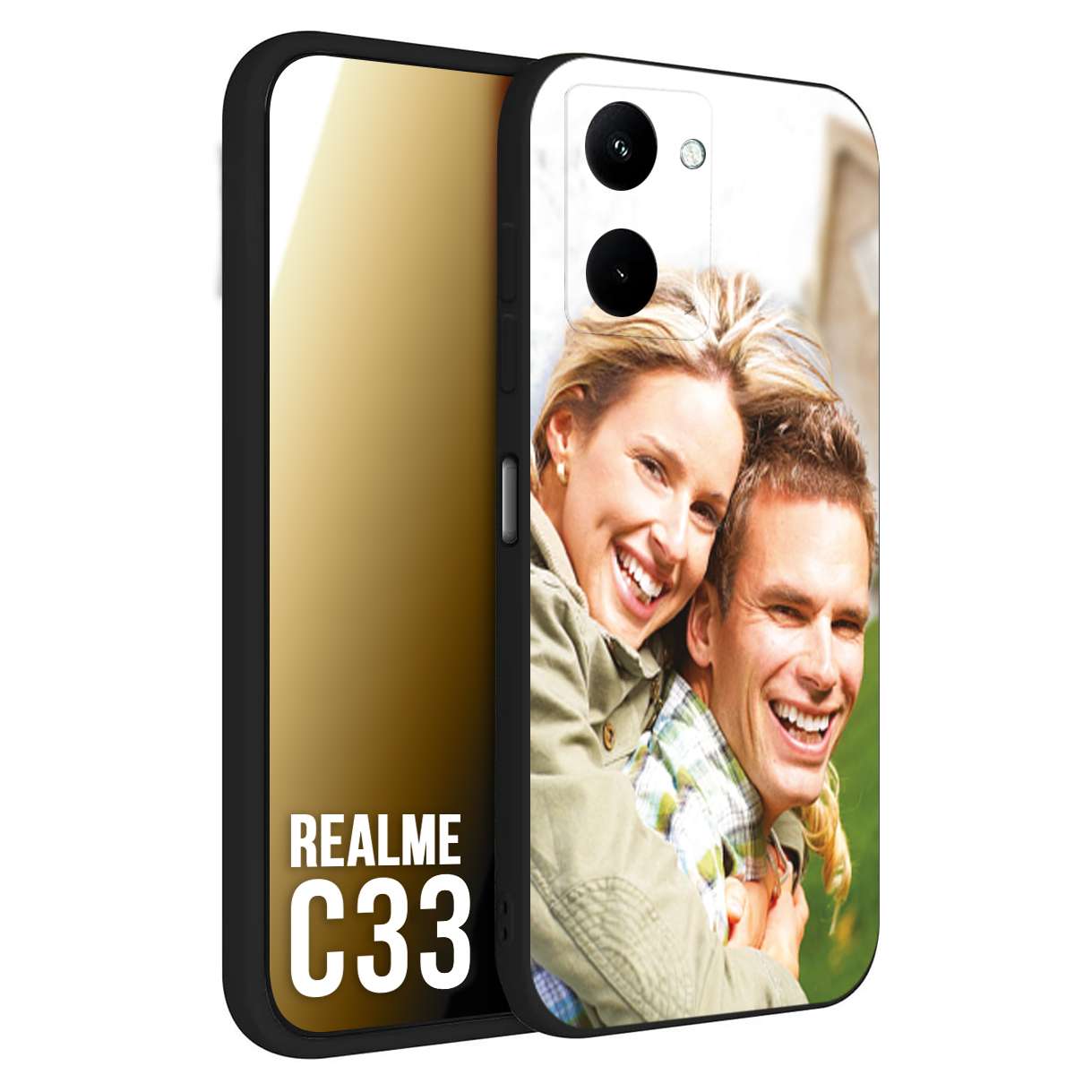 CUSTOMIZZA - Custodia cover nera morbida in tpu compatibile per Oppo Realme C33 personalizzata con foto immagine scritta a piacere