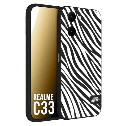 CUSTOMIZZA - Custodia cover nera morbida in tpu compatibile per Oppo Realme C33 zebrata maculata a rilievo soft touch donna bianca