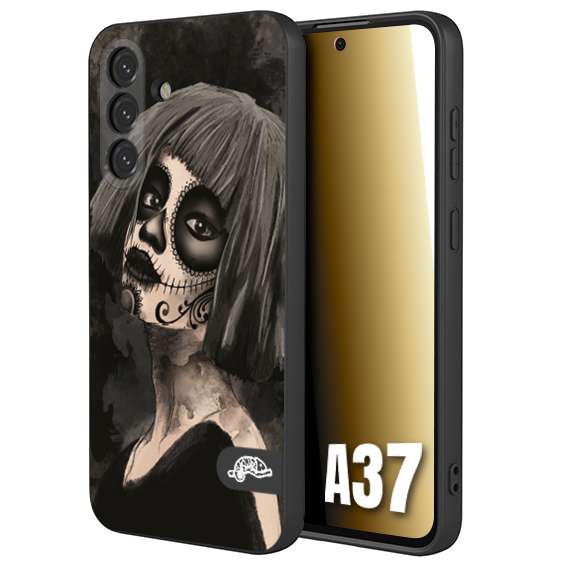 CUSTOMIZZA - Custodia cover nera morbida in tpu compatibile per Samsung A37 chicana messicana dea de la muerte donna santa tattoo disegnata