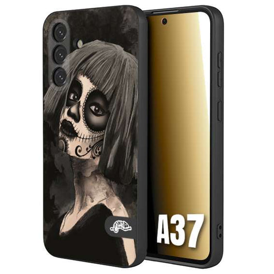 CUSTOMIZZA - Custodia cover nera morbida in tpu compatibile per Samsung A37 chicana messicana dea de la muerte donna santa tattoo disegnata