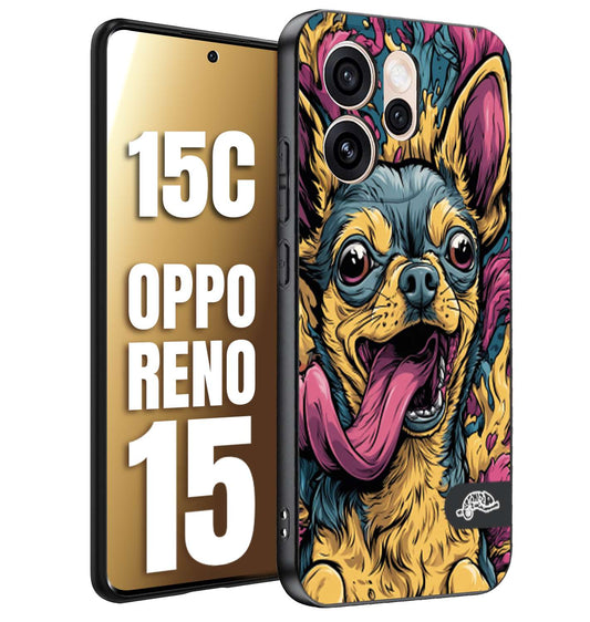 CUSTOMIZZA - Custodia cover nera morbida in tpu compatibile per Oppo Reno 15 - Reno 15CChihuahua illustrazione cane pop art cane street art cartone animato