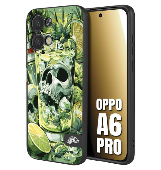 CUSTOMIZZA - Custodia cover nera morbida in tpu compatibile per Oppo A6 PRO Mojito cocktail teschio illustrazione drink lime menta ghiacci tropicale street art