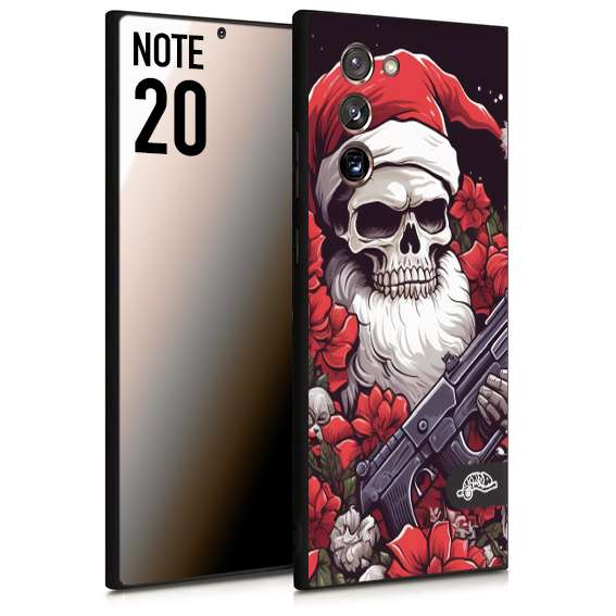 CUSTOMIZZA - Custodia cover nera morbida in tpu compatibile per Samsung NOTE 20 teschio natale santa claus fiori tattoo disegnato