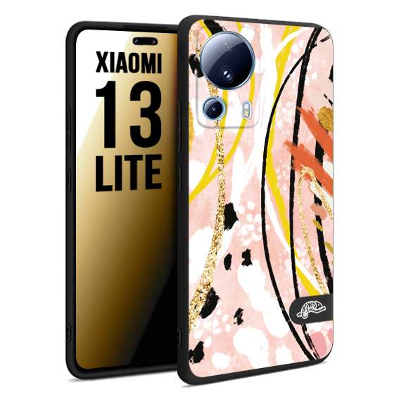 CUSTOMIZZA - Custodia cover nera morbida in tpu compatibile per Xiaomi 13 LITE fiori astratti donna zebrato leopardato fantasia dorata gialla rosa colorata