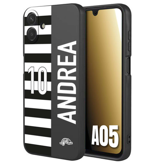CUSTOMIZZA - Custodia cover nera morbida in tpu compatibile per Samsung A05 personalizzata calcio football nome e numero calciatori bianconera