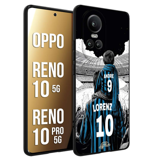 CUSTOMIZZA - Custodia cover nera morbida in tpu compatibile per Oppo Reno 10 5G - 10 PRO 5G personalizzata calcio football padre e figlio calciatori nerazzurra