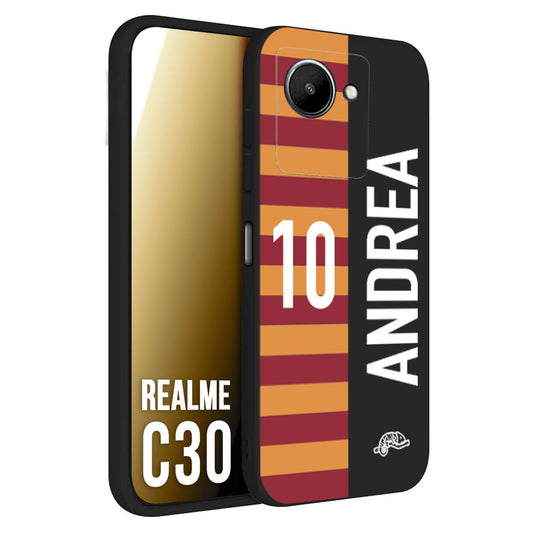 CUSTOMIZZA - Custodia cover nera morbida in tpu compatibile per Realme C30 personalizzata calcio football nome e numero calciatori giallo rossi