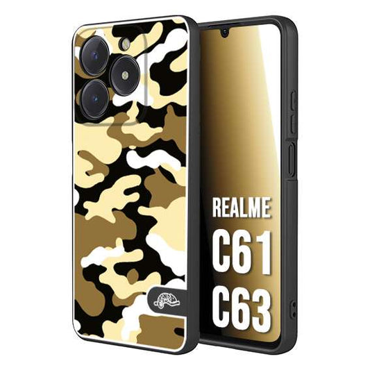CUSTOMIZZA - Custodia cover nera morbida in tpu compatibile per Oppo C61 - C63 camouflage mimetico militare giallo desert brown