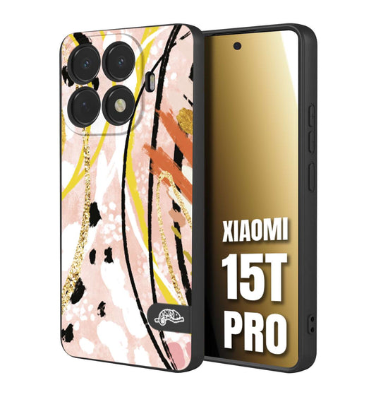 CUSTOMIZZA - Custodia cover nera morbida in tpu compatibile per Xiaomi 15T PRO fiori astratti donna zebrato leopardato fantasia dorata gialla rosa colorata