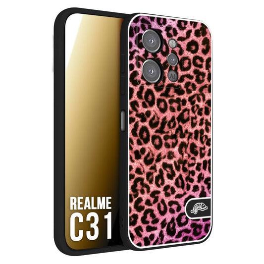 CUSTOMIZZA - Custodia cover nera morbida in tpu compatibile per Oppo Realme C31 leopardato maculato donna rosa leopard