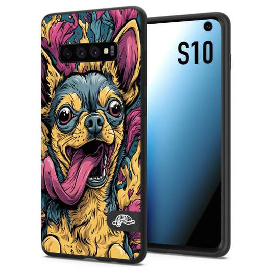 CUSTOMIZZA - Custodia cover nera morbida in tpu compatibile per Samsung S10 Chihuahua illustrazione cane pop art cane street art cartone animato