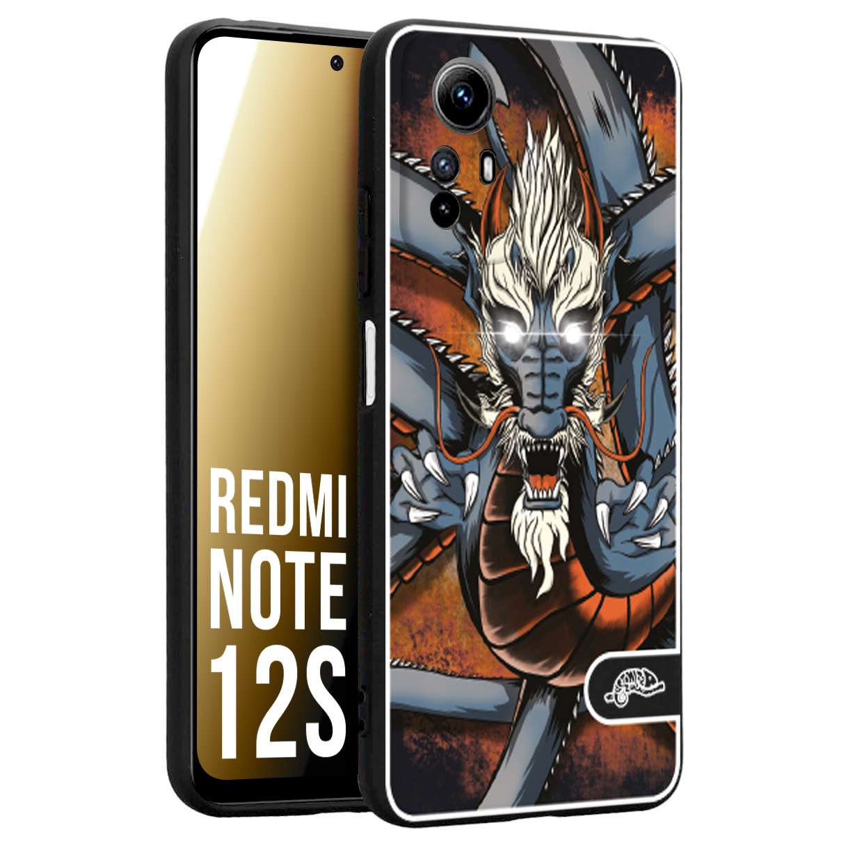 CUSTOMIZZA - Custodia cover nera morbida in tpu compatibile per Xiaomi Redmi Note 12S drago giapponese tattoo japan dragon