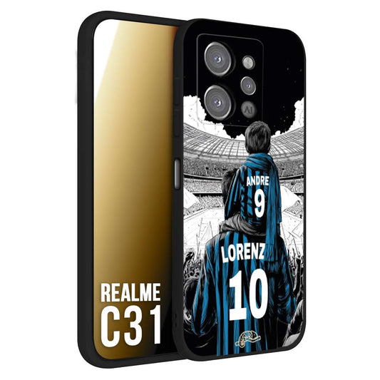 CUSTOMIZZA - Custodia cover nera morbida in tpu compatibile per Realme C31 personalizzata calcio football padre e figlio calciatori nerazzurra