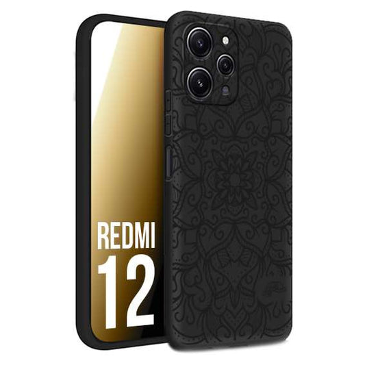 CUSTOMIZZA - Custodia cover nera morbida in tpu compatibile per Xiaomi Redmi 12 mandala nero fiore vedo non vedo donna