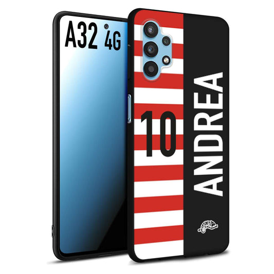 CUSTOMIZZA - Custodia cover nera morbida in tpu compatibile per Samsung A32 4G personalizzata calcio football nome e numero calciatori bianco rossa
