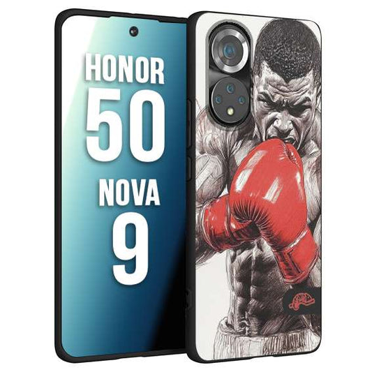 CUSTOMIZZA - Custodia cover nera morbida in tpu compatibile per Huawei Nova 9 - Honor 50 pugilato pugili disegno tattoo guantoni box pesi massimi gancio