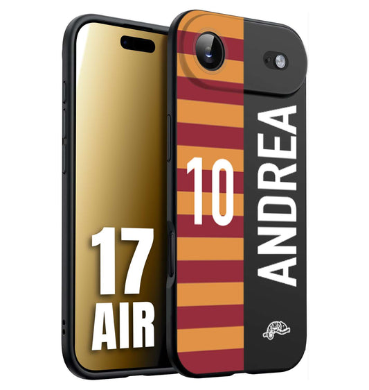 CUSTOMIZZA - Custodia cover nera morbida in tpu compatibile per iPhone 17 AIR personalizzata calcio football nome e numero calciatori giallo rossi