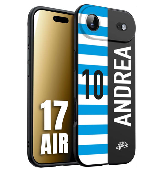 CUSTOMIZZA - Custodia cover nera morbida in tpu compatibile per iPhone 17 AIR personalizzata calcio football nome e numero calciatori biancazzurri