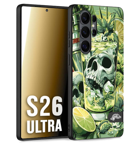 CUSTOMIZZA - Custodia cover nera morbida in tpu compatibile per Samsung S26 ULTRA Mojito cocktail teschio illustrazione drink lime menta ghiacci tropicale street art