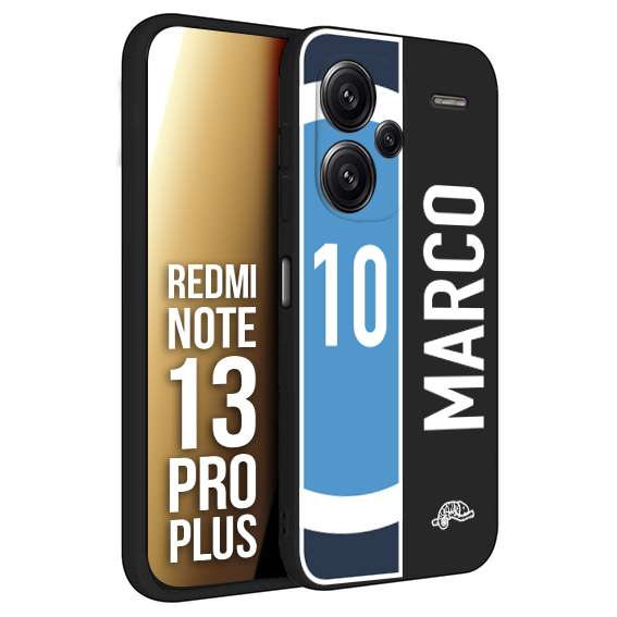 CUSTOMIZZA - Custodia cover nera morbida in tpu compatibile per Xiaomi Redmi Note 13 PRO PLUS personalizzata calcio football nome e numero calciatori biancoazzurri bianco celesti