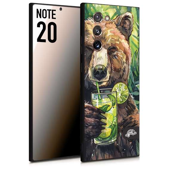 CUSTOMIZZA - Custodia cover nera morbida in tpu compatibile per Samsung NOTE 20 estate disegnata cocktails animali simpatici orso bear negroni