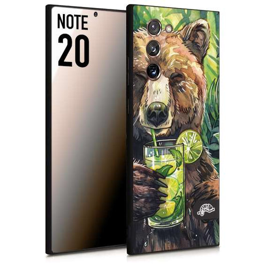 CUSTOMIZZA - Custodia cover nera morbida in tpu compatibile per Samsung NOTE 20 estate disegnata cocktails animali simpatici orso bear negroni