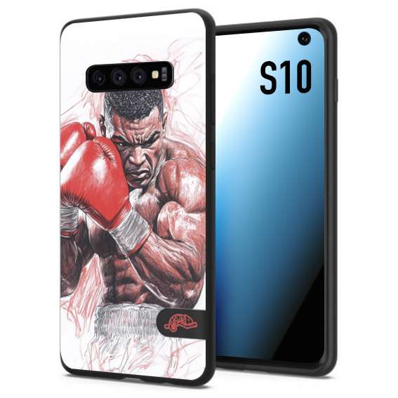 CUSTOMIZZA - Custodia cover nera morbida in tpu compatibile per Samsung S10 pugilato pugili disegno tattoo guantoni boxer pesi massimi iron mike