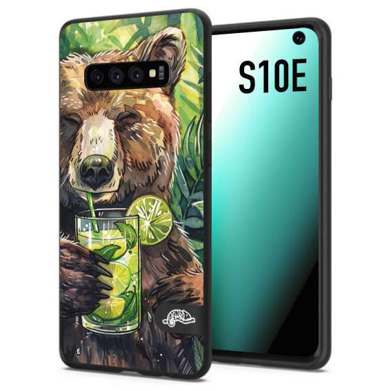 CUSTOMIZZA - Custodia cover nera morbida in tpu compatibile per Samsung S10E estate disegnata cocktails animali simpatici orso bear negroni