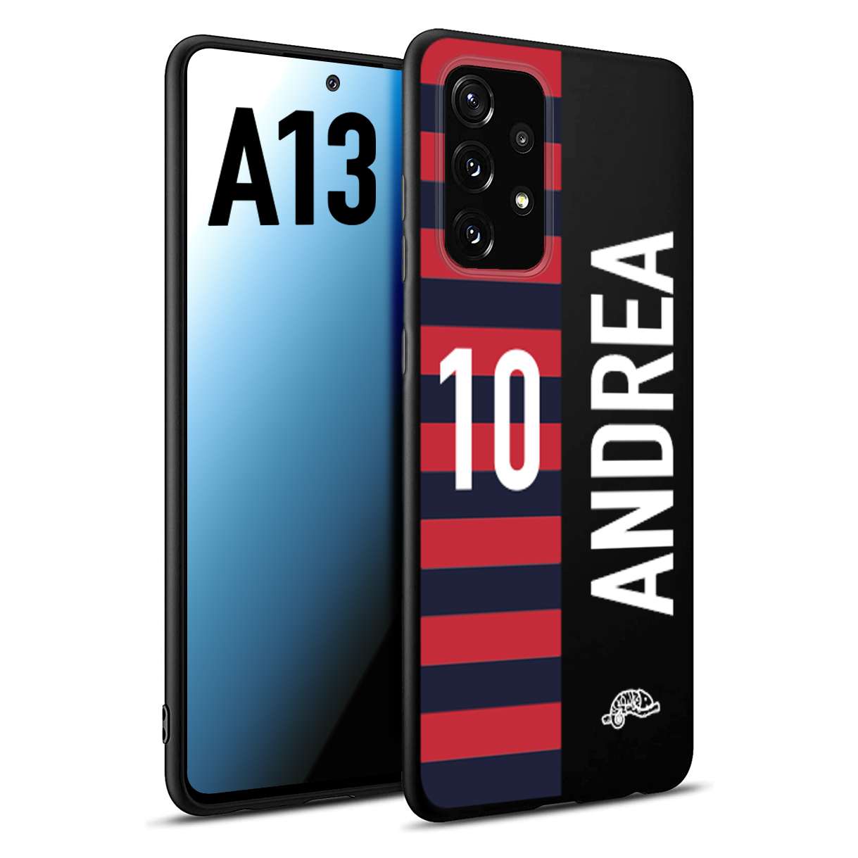 CUSTOMIZZA - Custodia cover nera morbida in tpu compatibile per Samsung A13 personalizzata calcio football nome e numero calciatori rossoblu