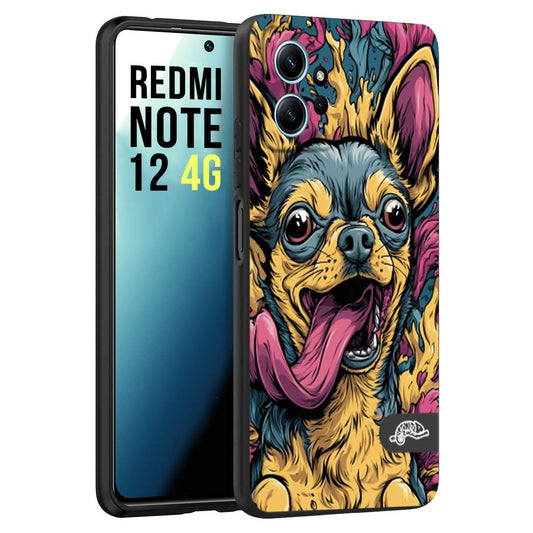 CUSTOMIZZA - Custodia cover nera morbida in tpu compatibile per Xiaomi Redmi Note 12 4G Chihuahua illustrazione cane pop art cane street art cartone animato
