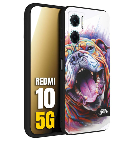 CUSTOMIZZA - Custodia cover nera morbida in tpu compatibile per Xiaomi Redmi 10 5G animali color bulldog cane dog colori vibranti disegnato schizzo