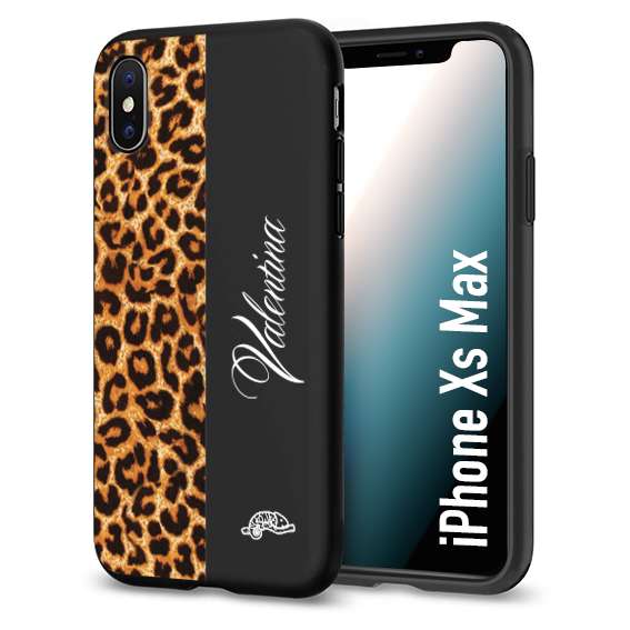 CUSTOMIZZA - Custodia cover nera morbida in tpu compatibile per iPhone Xs Max custom nome scritta leopardato maculato donna marrone leopard