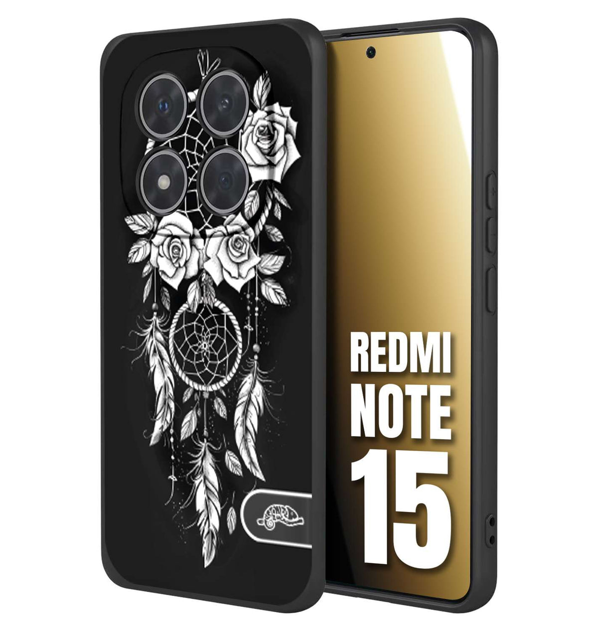 CUSTOMIZZA - Custodia cover nera morbida in tpu compatibile per Xiaomi Redmi Note 15 acchiappasogni dreamcatcher black and white bianco a rilievo disegnato tattoo tatuaggio