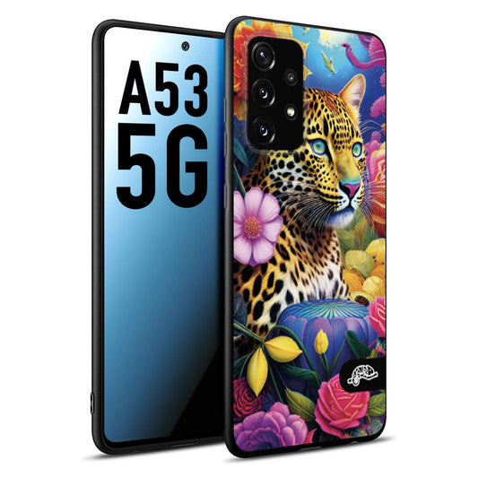 CUSTOMIZZA - Custodia cover nera morbida in tpu compatibile per Samsung A53 5G astratti donna flower fantasia leopardo ghepardo animali colorati
