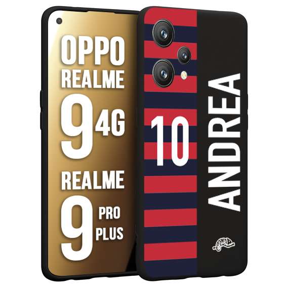 CUSTOMIZZA - Custodia cover nera morbida in tpu compatibile per Oppo Realme 9 4G - 9 PRO PLUS personalizzata calcio football nome e numero calciatori rossoblu