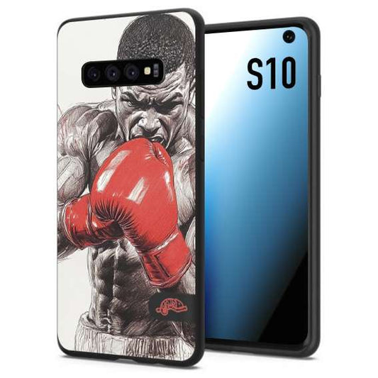 CUSTOMIZZA - Custodia cover nera morbida in tpu compatibile per Samsung S10 pugilato pugili disegno tattoo guantoni box pesi massimi gancio