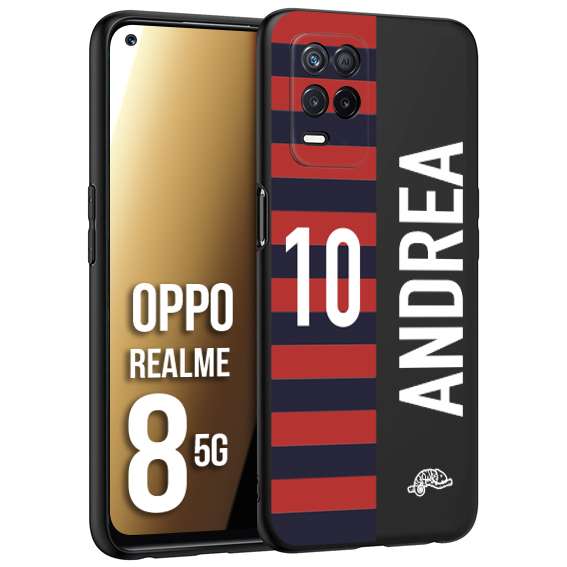 CUSTOMIZZA - Custodia cover nera morbida in tpu compatibile per Realme 8 5G personalizzata calcio football nome e numero calciatori rossoblu