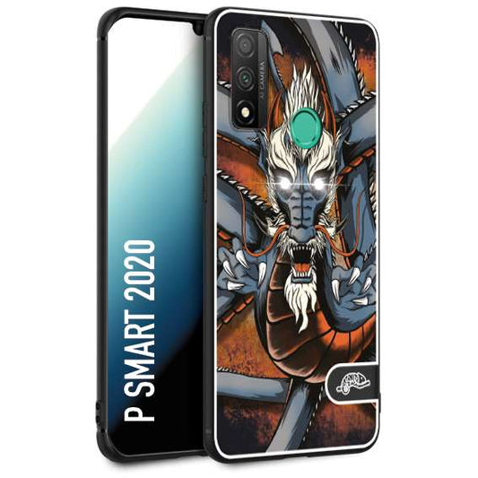 CUSTOMIZZA - Custodia cover nera morbida in tpu compatibile per Huawei P Smart 2020 drago giapponese tattoo japan dragon