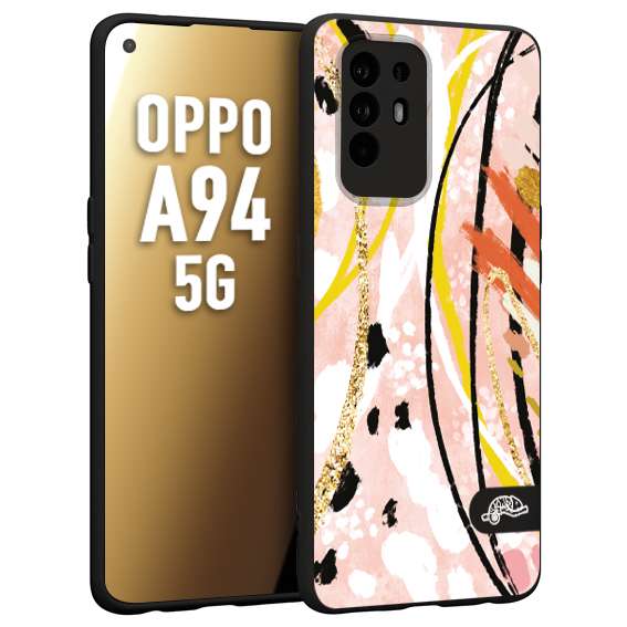 CUSTOMIZZA - Custodia cover nera morbida in tpu compatibile per Oppo A94 5G fiori astratti donna zebrato leopardato fantasia dorata gialla rosa colorata