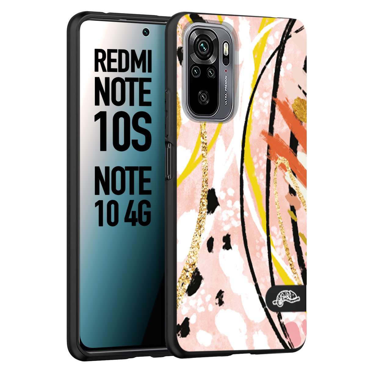 CUSTOMIZZA - Custodia cover nera morbida in tpu compatibile per Xiaomi Redmi Note 10S fiori astratti donna zebrato leopardato fantasia dorata gialla rosa colorata