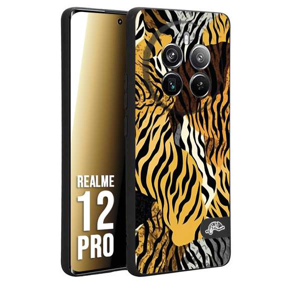 CUSTOMIZZA - Custodia cover nera morbida in tpu compatibile per Realme 12 PRO leopardato tigrato tiger colorata donna fashion estate