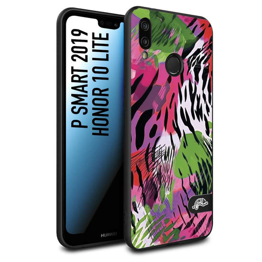 CUSTOMIZZA - Custodia cover nera morbida in tpu compatibile per Huawei P SMART 2019 leopardato tigrato tiger colorata summer color verde fucsia