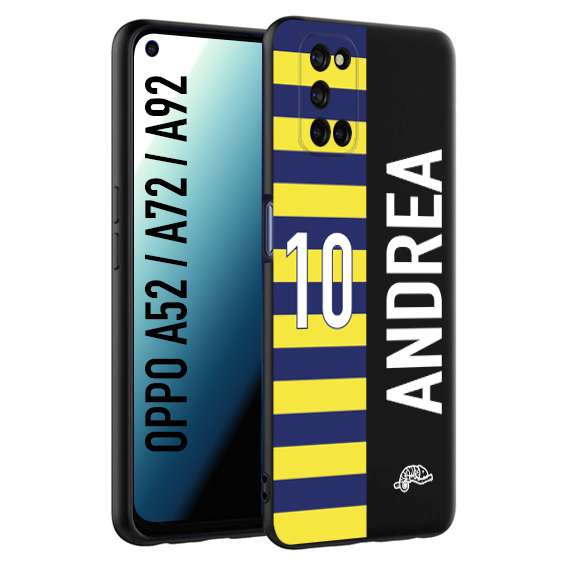 CUSTOMIZZA - Custodia cover nera morbida in tpu compatibile per Oppo A52 - A72 - A92 personalizzata calcio football nome e numero calciatori giallo blu