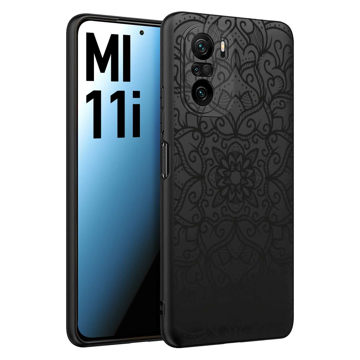 CUSTOMIZZA - Custodia cover nera morbida in tpu compatibile per Xiaomi Mi 11i mandala nero fiore vedo non vedo donna