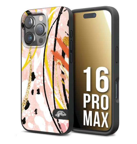 CUSTOMIZZA - Custodia cover nera morbida in tpu compatibile per iPhone 16 PRO MAX fiori astratti donna zebrato leopardato fantasia dorata gialla rosa colorata