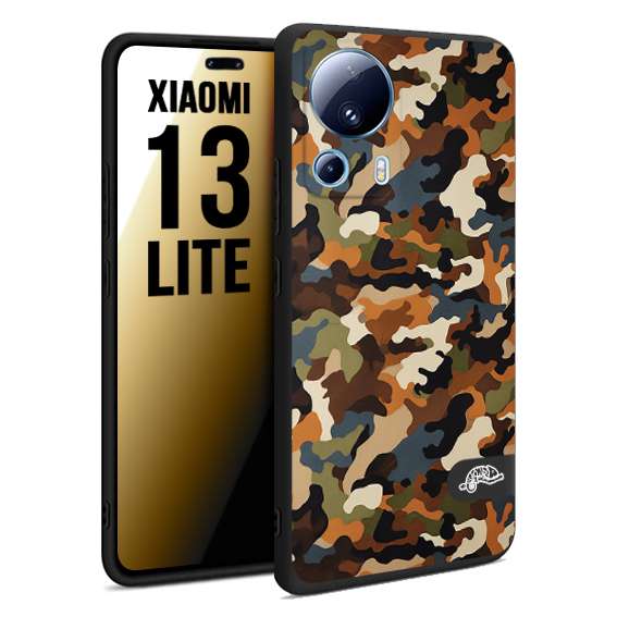 CUSTOMIZZA - Custodia cover nera morbida in tpu compatibile per Xiaomi 13 LITE camouflage mimetico militare moderno blu marrone beige