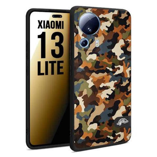 CUSTOMIZZA - Custodia cover nera morbida in tpu compatibile per Xiaomi 13 LITE camouflage mimetico militare moderno blu marrone beige